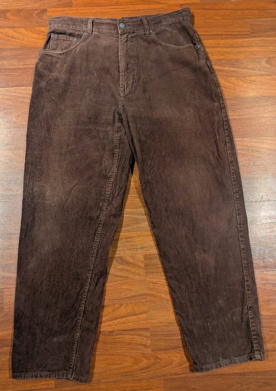 Vintage Corniche Corduroy Pants Mens 36x30 Brown 100% Cotton Hong Kong 5 Pocket